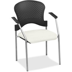 Eurotech Breeze Chair without Casters - Snow Fabric, Vinyl Seat - Snow Plastic Back - Gray Frame - Four-legged Base - Armrest - 1 Each