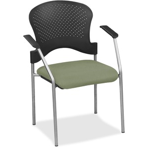 Eurotech Breeze Chair without Casters - Mint Chocolate Fabric Seat - Mint Chocolate Plastic Back - Gray Frame - Four-legged Base - Armrest - 1 Each