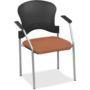 Eurotech+Breeze+Chair+without+Casters+-+Fabric+Seat+-+Coral+Azelia+Plastic+Back+-+Gray+Frame+-+Four-legged+Base+-+Armrest+-+1+Each