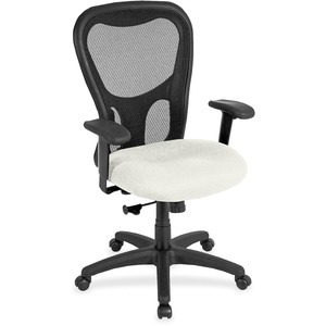 Eurotech+Apollo+Synchro+High+Back+Chair+-+Snow+Fabric%2C+Vinyl+Seat+-+High+Back+-+5-star+Base+-+1+Each