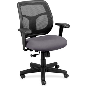 Eurotech Apollo Mid-back Task Chair - Carbon Vinyl, Fabric Seat - Mid Back - 5-star Base - 1 Each
