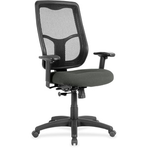 Eurotech Apollo High Back Synchro Task Chair - Ebony Fabric Seat - High Back - 5-star Base - 1 Each