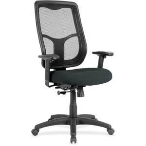 Eurotech Apollo High-back with Ratchet Back - Black Fabric, Vinyl Seat - High Back - 5-star Base - 1 Each