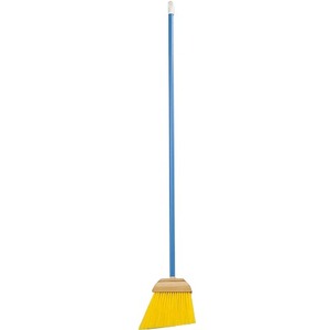 SKILCRAFT%C2%AE+Tilt-Angle+Broom+-+Plastic+Bristle+-+46%26quot%3B+Handle+Length+-+Blue+Metal+Handle+-+Yellow%2C+Blue+-+1+Each
