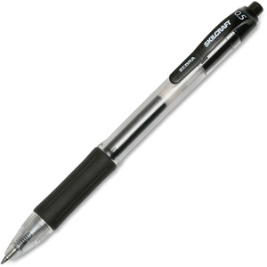 SKILCRAFT%C2%AE+Zebra+Retractable+Gel+Pen+-+Fine+Pen+Point+-+Retractable+-+Black+Ink+-+Water+Based+-+Clear%2C+Black+Barrel+-+1+Dozen
