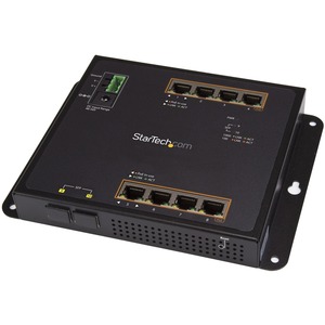 StarTech.com Industrial 8 Port Gigabit PoE+ Switch w/2 SFP MSA Slots 30W Layer/L2 Switch Managed Ethernet Network Switch IP-30/-40C to 75C - Industrial Gigabit PoE+ switch - 8x RJ45 + 2x MSA SFP slots +75C to -40C - Max 30W per PoE port - IP-30 housing - MTBF 500k hrs - Vibration/shock/free fall rated - 6kV ESD - Full layer/L2 managed - DIN/wall mount incl - Terminal block or AC adapter
