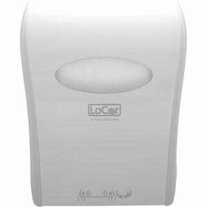 LoCor+Mechanical+Hands-Free+Roll+Dispenser+-+Touchless+Dispenser+-+10%26quot%3B+Height+x+12.4%26quot%3B+Width+x+16.8%26quot%3B+Depth+-+White+-+Hands-free%2C+Key+Lock+-+1+Each