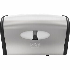 LoCor+Side-By-Side+Bath+Tissue+Dispenser+-+300+x+Sheet+-+5.2%26quot%3B+Height+x+14.9%26quot%3B+Width+x+9.1%26quot%3B+Depth+-+Plastic+-+Stainless+-+1+Each