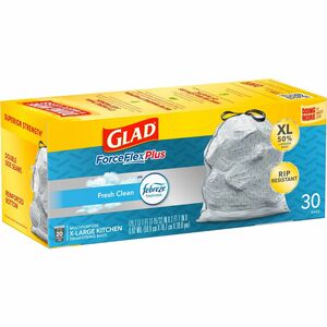 Glad+ForceFlexPlus+X-Large+Kitchen+Drawstring+Trash+Bags+-+Fresh+Clean+with+Febreze+Freshness+-+Large+Size+-+20+gal+Capacity+-+24.02%26quot%3B+Width+x+32.01%26quot%3B+Length+-+Drawstring+Closure+-+Gray+-+1Each+-+30+Per+Box+-+Garbage%2C+Kitchen%2C+Office%2C+Home