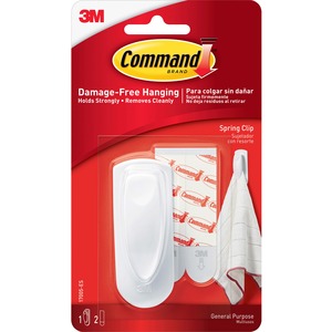 Command Spring Clip - 8 oz (226.8 g) Capacity - Plastic - White - 1 / Pack