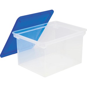 Storex+Plastic+File+Tote+Storage+Box+-+External+Dimensions%3A+-+Media+Size+Supported%3A+HeightLegal%2C+Letter+-+Plastic+-+Clear+Blue+-+For+Document%2C+File+-+1+Each