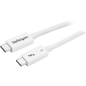 StarTech.com Thunderbolt 3 Cable - 0.5m / 1 ft - White - 4K 60Hz - 40Gbps - Passive - Thunderbolt Cable - USB Type C Charger - Provide 4x times the data transfer speed of any other cable type & enable dual 4K 60Hz video - Power your devices - Thunderbolt 3 USB-C Cable - White Thunderbolt 3 USB Type C Cable - 0.5m Thunderbolt Cable - 50cm Thunderbolt 3 USB-C DisplayPort Cable