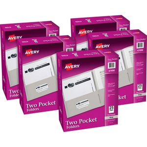 Avery%C2%AE+Letter+Pocket+Folder+-+8+1%2F2%26quot%3B+x+11%26quot%3B+-+40+Sheet+Capacity+-+2+Internal+Pocket%28s%29+-+Embossed+Paper+-+Gray+-+125+%2F+Carton