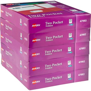 Avery%C2%AE+Letter+Pocket+Folder+-+8+1%2F2%26quot%3B+x+11%26quot%3B+-+40+Sheet+Capacity+-+2+Internal+Pocket%28s%29+-+Embossed+Paper+-+Assorted+-+125+%2F+Carton