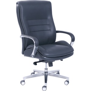 La-Z-Boy+ComfortCore+Gel+Seat+Executive+Chair+-+Black+Faux+Leather+Seat+-+Black+Faux+Leather+Back+-+High+Back+-+1+Each