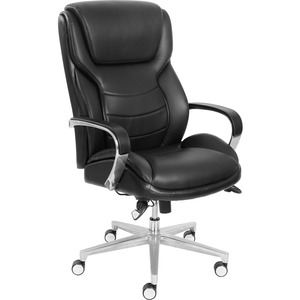 La-Z-Boy+ComfortCore+Gel+Seat+Executive+Chair+-+Black+Faux+Leather+Seat+-+Black+Faux+Leather+Back+-+High+Back+-+1+Each