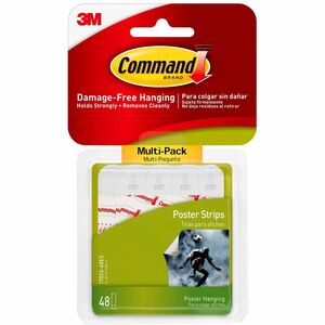 Command+Poster+Strips+-+Multi-Pack+-+2.75%26quot%3B+Length+x+0.75%26quot%3B+Width+-+White+-+48+%2F+Pack