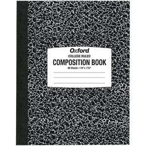 Oxford+Tops+College-ruled+Composition+Notebook+-+80+Sheets+-+Stitched+-+7+7%2F8%26quot%3B+x+10%26quot%3B+-+White+Paper+-+Black+Marble+Cover+-+1+Each