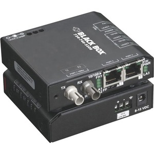 Black Box Fast Ethernet (100-Mbps) Extreme Temperature Switch - (2) 10/100-Mbps Copper RJ45, (1) 100-Mbps Multimode Fiber, 1300nm, 2km, ST, 220V AC-Power