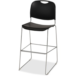 Lorell+Bistro+Stack+Chair+-+Black+Plastic+Seat+-+Black+Plastic+Back+-+Chrome+Steel+Frame+-+1+Each