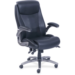 Lorell+Wellness+by+Design+Revive+Executive+Office+Chair+-+Black+Bonded+Leather+Seat+-+Black+Bonded+Leather+Back+-+5-star+Base+-+1+Each