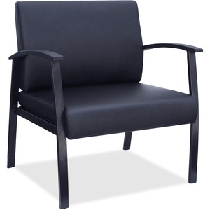 Lorell+Big+%26+Tall+Guest+Chair+-+Steel+Frame+-+Four-legged+Base+-+Black+-+Bonded+Leather+-+Armrest+-+1+Each