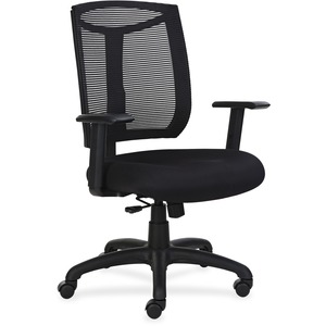 Lorell+Air+Grid+Seat+Office+Chair+-+Black+Fabric+Seat+-+Black+Frame+-+5-star+Base+-+Black+-+Armrest+-+1+Each