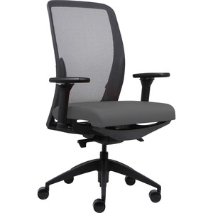 Lorell+Executive+Mesh+High-Back+Office+Chair+-+Gray+Crepe+Fabric+Seat+-+High+Back+-+Armrest+-+1+Each