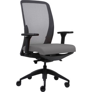 Lorell+Executive+Mesh+High-Back+Office+Chair+-+Gray+Vinyl+Seat+-+High+Back+-+Armrest+-+1+Each