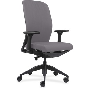 Lorell+Executive+High-Back+Office+Chair+-+Gray+Fabric+Seat+-+Gray+Fabric+Back+-+Black+Frame+-+High+Back+-+Vinyl+-+Armrest+-+1+Each