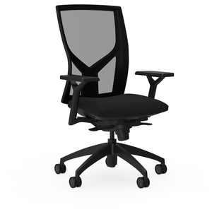 Lorell High-Back Mesh Chairs with Fabric Seat - Fabric, Foam Seat - High Back - Black - 1 Each