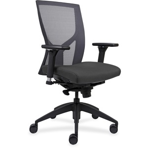 Lorell+Justice+Series+Mesh+High-Back+Chair+-+Gray+Fabric%2C+Foam+Seat+-+High+Back+-+Black+-+1+Each