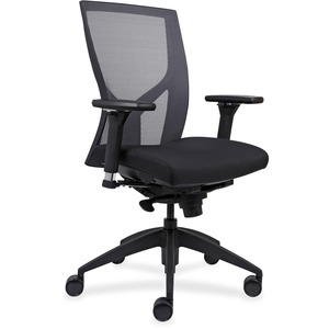 Lorell+Justice+Series+Mesh+High-Back+Chair+-+Fabric%2C+Vinyl%2C+Foam+Seat+-+Black+Frame+-+High+Back+-+Black+-+1+Each