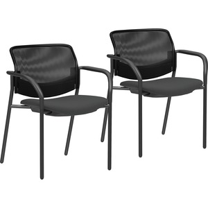 Lorell+Guest+Chairs+with+Mesh+Back+-+Tubular+Steel+Frame+-+Mid+Back+-+Four-legged+Base+-+Black+-+2+%2F+Carton