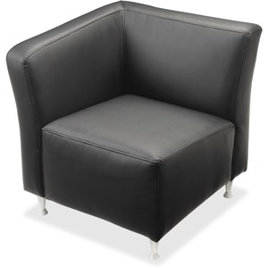 Lorell+Fuze+Modular+Series+Right+Lounge+Chair+-+Black+Leather+Seat+-+Black+Leather+Back+-+High+Back+-+1+Each