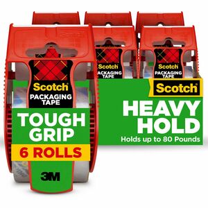 Scotch+Tough+Grip+Moving+Packaging+Tape+-+22.20+yd+Length+x+1.88%26quot%3B+Width+-+Fiber+-+Dispenser+Included+-+6+%2F+Pack+-+Clear