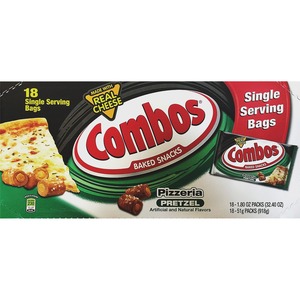 Combos+Baked+Pretzel+Snack+-+Spicy+Cheese+Pizza+-+1+Serving+Pack+-+1.80+oz+-+18+%2F+Box