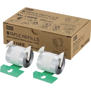 MAX+110Fe+Staple+Refill+-+9%2F16%26quot%3B+Leg+-+Holds+100+Sheet%28s%29+-+for+Paper+-+Silver+-+4000+Per+Cartridge+-+8000+%2F+Box