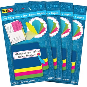 Redi-Tag+Tabbed+Divider+Notes+-+4%26quot%3B+x+4%26quot%3B+-+Square+-+Unruled+-+Assorted+-+Tab%2C+Self-stick+-+4+%2F+Box