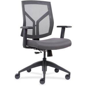 Lorell+Mesh+Mid-Back+Office+Chair+-+Gray+Vinyl%2C+Foam+Seat+-+Black+Frame+-+Mid+Back+-+1+Each