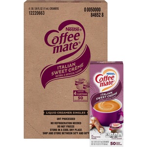 Coffee mate Italian Sweet Creme Flavor Liquid Creamer Singles - Italian Sweet Creme Flavor - 0.38 fl oz (11 mL) - 200/Carton - 200 Serving