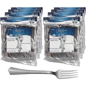 Comet Reflections Bagged Plastic Cutlery - 320/Carton - Fork - Plastic - Silver