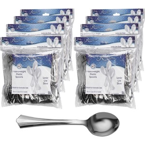 Comet Reflections Bagged Plastic Cutlery - 320/Carton - Spoon - Plastic - Silver