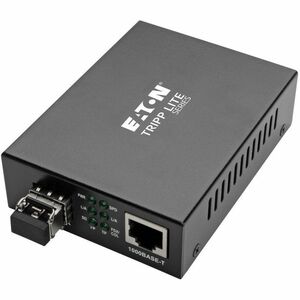 Tripp Lite by Eaton Gigabit Multimode Fiber to Ethernet Media Converter, 10/100/1000 LC, International Power Supply, 850 nm, 550M (1804.46 ft.)