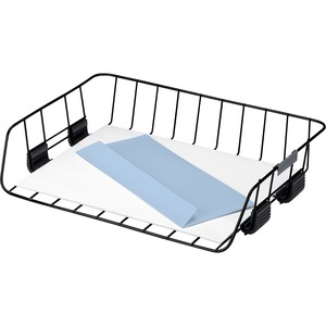 Wire+Side-Load+Stacking+Letter+Tray+-+2.6%26quot%3B+Height+x+13.4%26quot%3B+Width+x+10.1%26quot%3B+Depth+-+Black+-+Steel%2C+Rubber