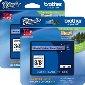 Brother+P-touch+TZe+Laminated+Tape+Cartridges+-+3%2F8%26quot%3B+Width+-+Rectangle+-+Clear+-+2+%2F+Bundle+-+Water+Resistant+-+Grease+Resistant%2C+Grime+Resistant%2C+Temperature+Resistant