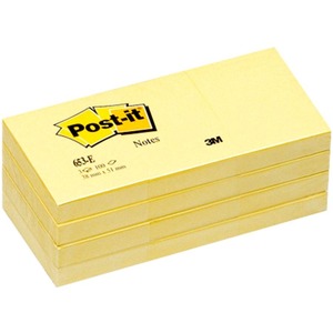 Post-it%C2%AE+Notes+Original+Notepads+-+1+3%2F8%26quot%3B+x+1+7%2F8%26quot%3B+-+Rectangle+-+100+Sheets+per+Pad+-+Unruled+-+Canary+Yellow+-+Paper+-+Self-adhesive%2C+Repositionable+-+24+%2F+Bundle