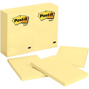 Post-it%C2%AE+Notes+Original+Notepads+-+4%26quot%3B+x+6%26quot%3B+-+Rectangle+-+100+Sheets+per+Pad+-+Unruled+-+Canary+Yellow+-+Paper+-+Self-adhesive%2C+Repositionable+-+24+%2F+Bundle