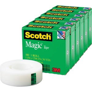Scotch+Invisible+Magic+Tape+-+36+yd+Length+x+1%26quot%3B+Width+-+1%26quot%3B+Core+-+Split+Resistant%2C+Tear+Resistant+-+For+Mending%2C+Splicing+-+6+%2F+Pack+-+Matte+-+Clear