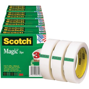 Scotch+Magic+Tape+-+72+yd+Length+x+1%26quot%3B+Width+-+3%26quot%3B+Core+-+For+Mending%2C+Splicing+-+12+%2F+Bundle+-+Matte+-+Clear